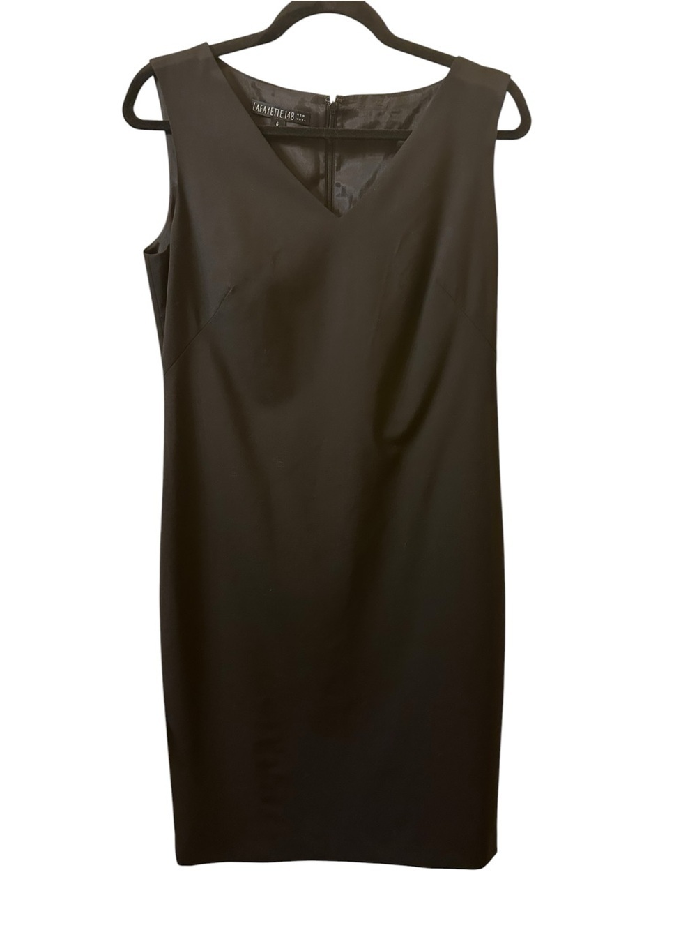 Lafayette 148 New York Black V-Neck Sleeveless Sheath Dress size 6